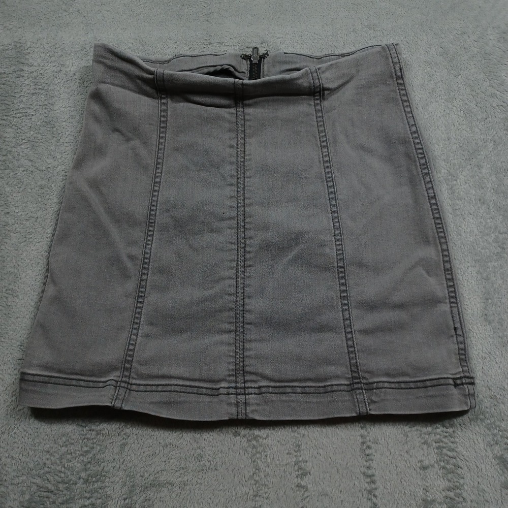 Free People Skirt Womens 4 Gray Zip Boho Preppy Short Casual‎